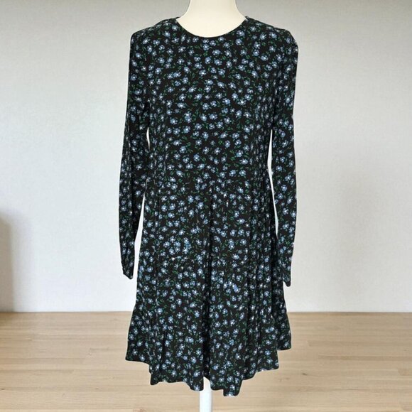 Loft floral print dress with tiered skirt | Black | Size: XS - Picture 2 of 8